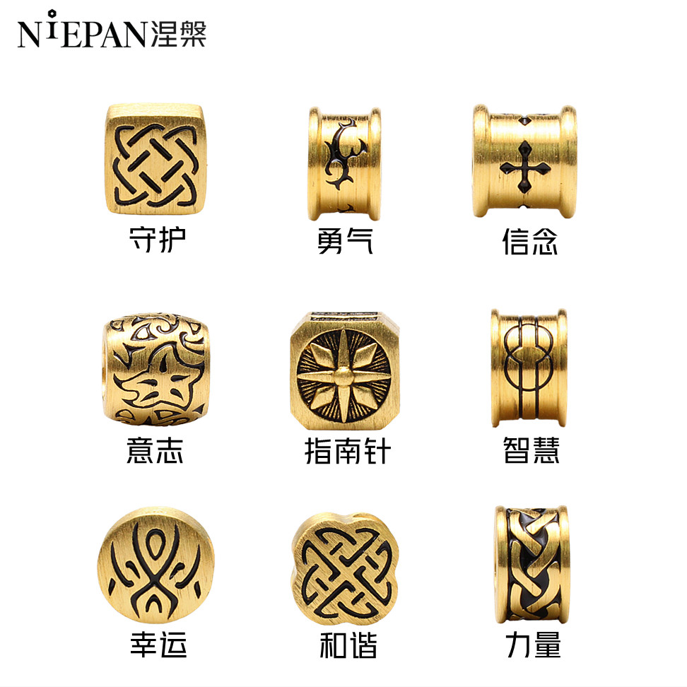 Sterling silver accessories 925 silver solid tattoo guard Passepartout transfer beads hand chisel male gold beads loose beads beaded leather rope