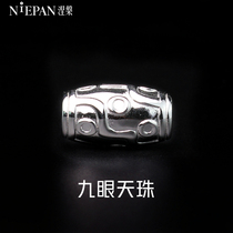 925 Sterling Silver Bracelet Mens Nine Eyes Pearl Transfer Bead Rope Bracelet Pendant Couple Style Design