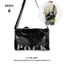Single shoulder bag male tide large capacity in fitness bag bull skin street hip hop letter waist bag bag bag bag female