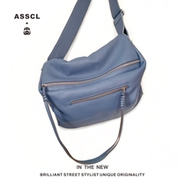 ASSCL single shoulder bag male tide leather machine packaging street trend in chest bag female barrel bag