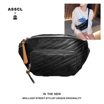 Brock men tide in super-tide small bag street tide hip hop single shoulder slope bag female personality bag leather