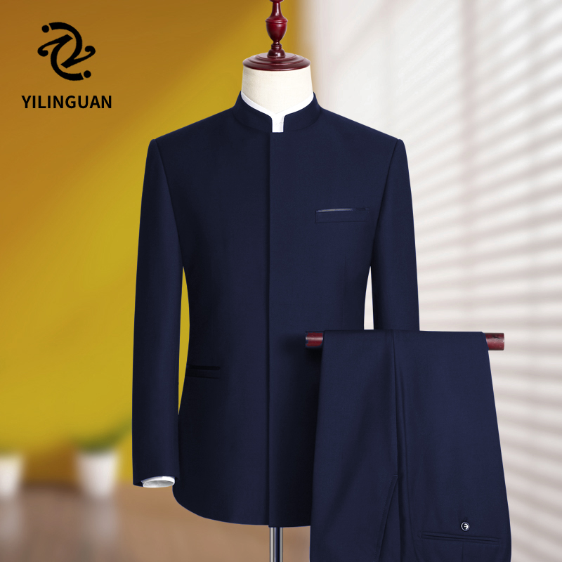 Zhongshan suit suit men's youth self-cultivation Chinese collar suit Chinese wedding dress banquet Chinese style Tang suit