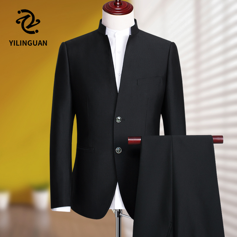 Suit suit suit suit young Chinese stand collar fashion slim Korean version of the men's groomsman bridesmaid wedding dress