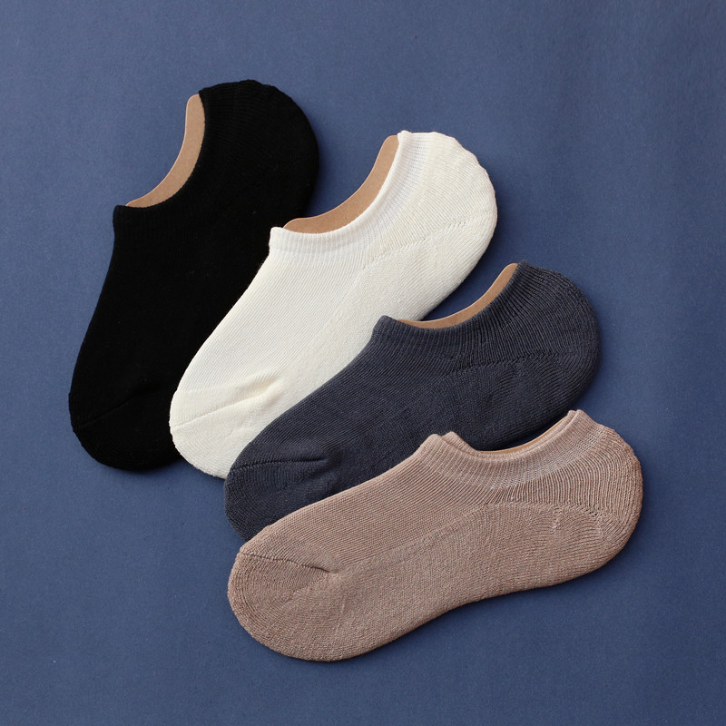 Original Combed Cotton Spring Summer Socks Lady Thickened Towel Invisible Socks Invisible Socks Short Light Mouth Socks Pure Cotton Pure Color Retro