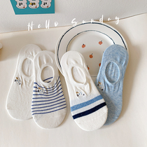 A socks shop 4 pairs of sheep cute cartoon shallow mouth summer thin invisible boat Socks short stripes student Lady