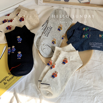 A socks shop lady spring and summer cotton boat Socks short socks low-end short tube does not fall with cute bear Korean tide