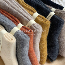 Visible rabbit wool a socks shop autumn and winter ladies thin wool socks warm and solid color Wild