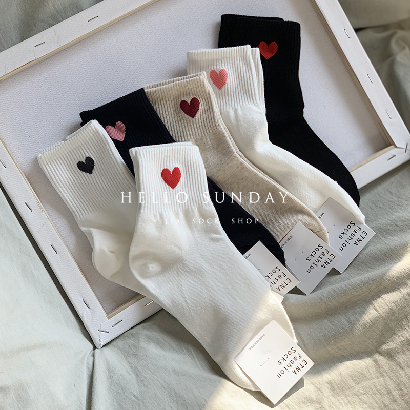 Korean imported socks lady pure cotton spring and autumn love simple white hundred and high screw gathering tide four season day