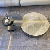 Round light rock board coffee table TV cabinet combination minimalist light luxury modern creative glass Net Red simple coffee table