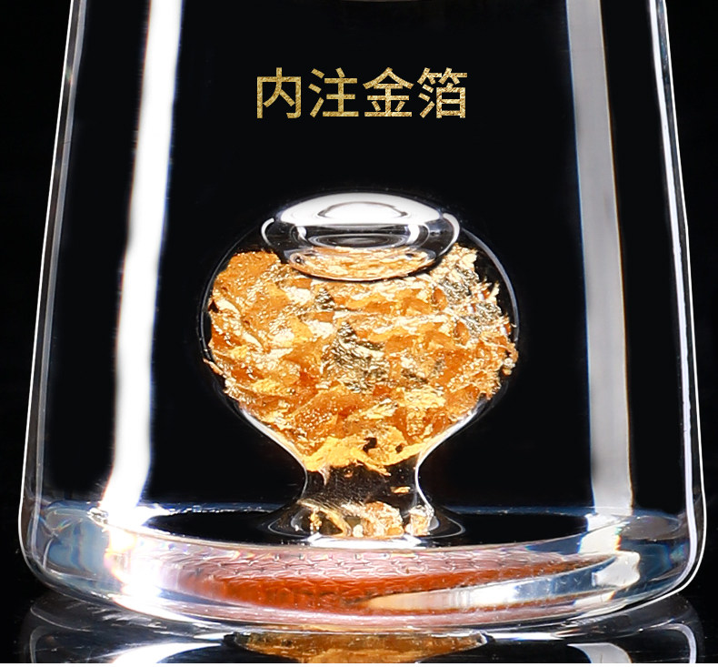Ликер Cup 家用金箔白酒杯水晶玻璃一口杯金边子弹杯烈酒杯带刻度分酒器套装 ANCE