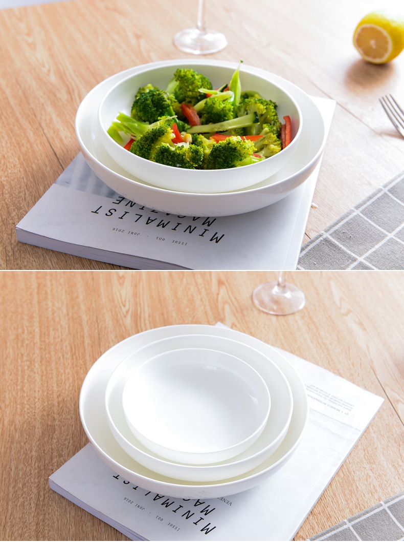 Ceramic dish dish dish household Japanese circular character size 7 inches ipads porcelain dish creative pure white tableware
