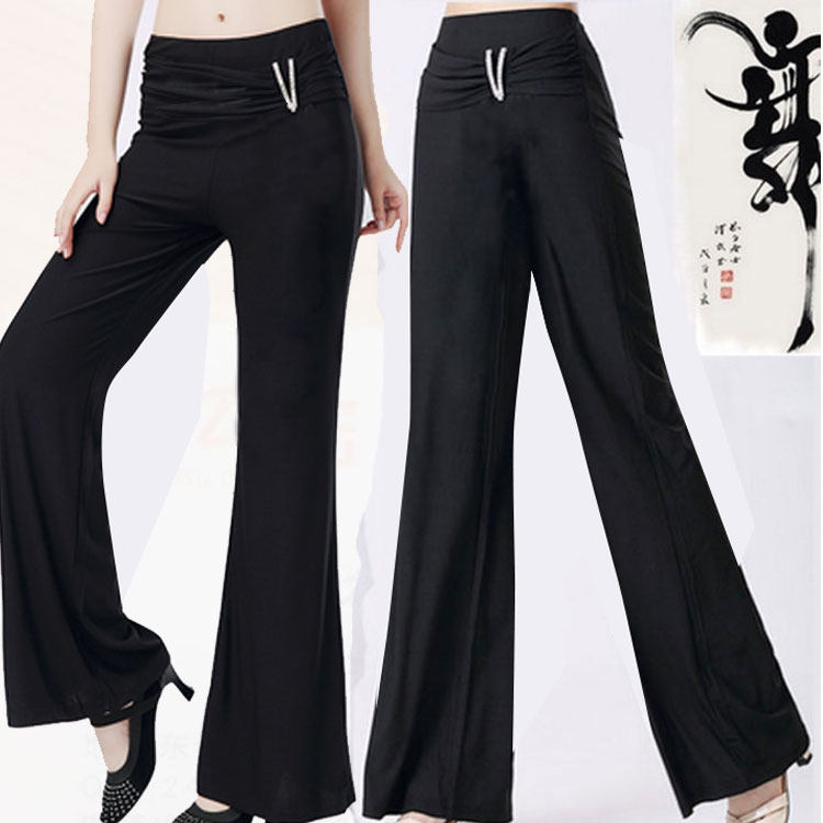 Ekadi new modern dance pants autumn and winter thickened warm wide leg pants Square Latin social dance wide pants