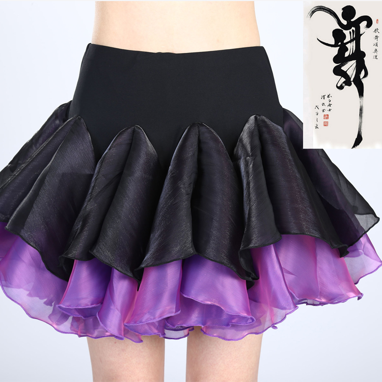 Latin Dance Dress Large Swing Short Skirt Lotus Leaf Skirt Adult Dance Dress Square Dance Dress Halfbody Dress Social Dance Dress