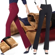 CV đi lại đang được trang trí với quần phù hợp với micro-horn kích thước lớn mùa thu và mùa đông quần legging eo cao cộng với nhung dày