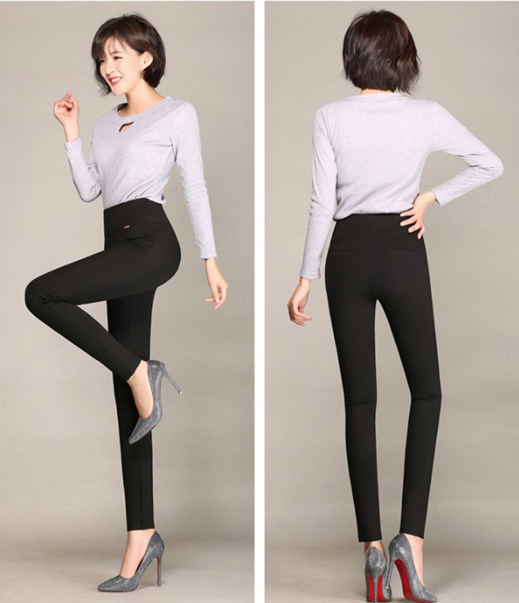 Cộng với quần nhung dày mặc quần legging nữ eo cao 200 pounds chất béo mm cộng với phân bón XL mùa thu và quần trung niên mùa đông quần legging hàn quốc
