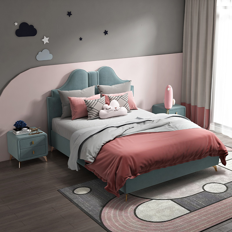 Modern minimalist ins wind girl bed princess bed single bed girl bed 1 5m net red children's bed boy light luxury