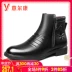 Giày nam Yier Khang 2018 mùa đông mới giày nam bằng da cộng với nhung ấm xe máy Anh giầy chelsea boot nam Giày ống