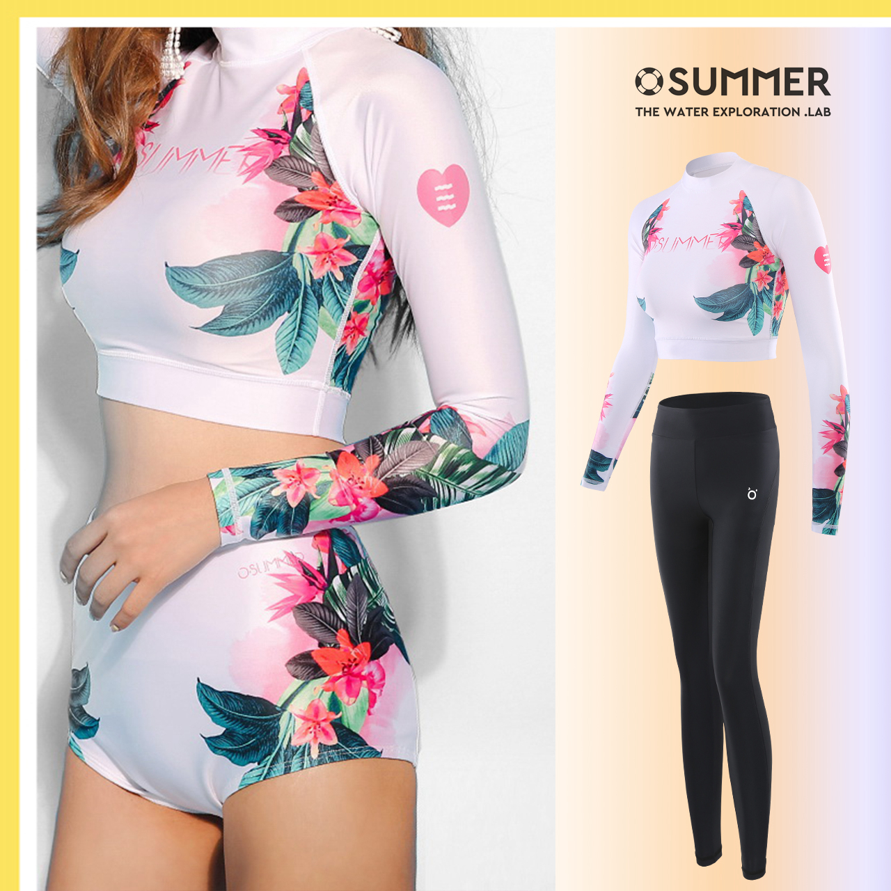 Diving Female Suit Jellyfish Swimsuit Two-piece New Pint White Surf Body Elastic Speed Dry South Korea Long Sleeve Swimsuit