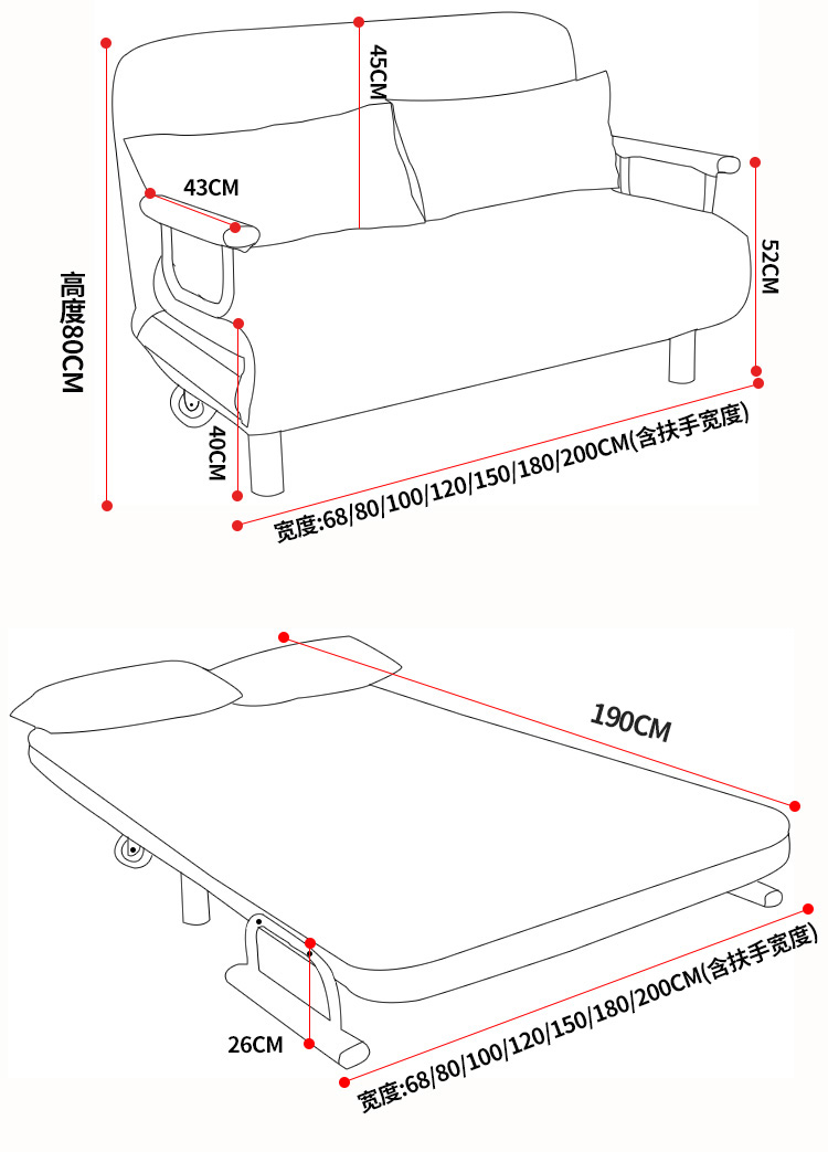 Có thể gập lại đa chức năng sofa căn hộ nhỏ đơn giản sofa vải giường giường ăn trưa đôi 1.5 m ba 1.8 m