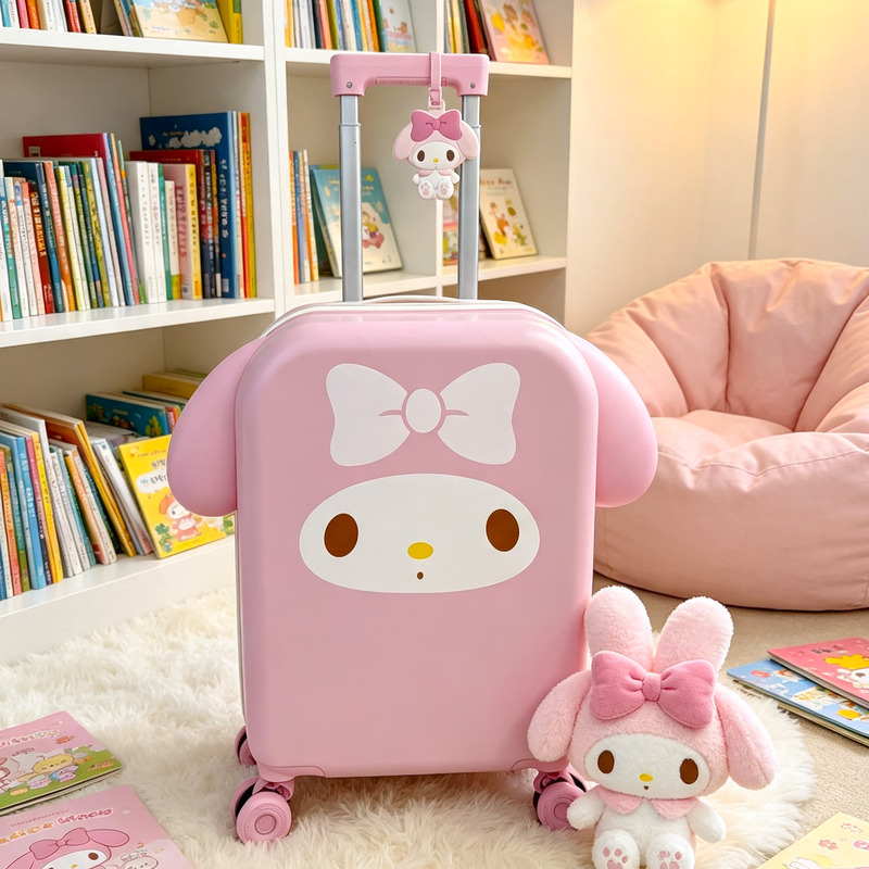 My Melody Pink Cute 20inch Carry-On Suitcase for Girls, Travel Suitcase, Trolley Case, High-Value Small Suitcase, Cartoon