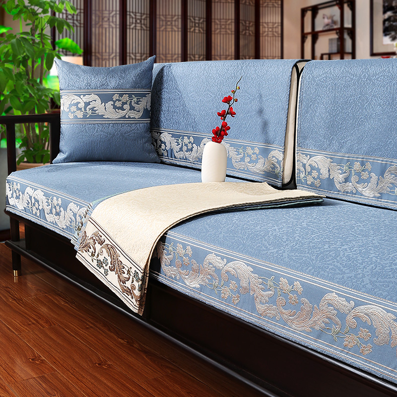 Mahogany Ice Silk Sofa Cushion Summer Summer Model Four Seasons General Non-slip New Chinese Style Solid Wood Cushion Simple Cover Towel