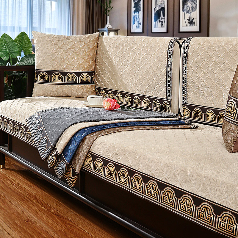 Luxurious solid wood sofa cushion Four seasons universal non-slip red wood sofa cushion New Chinese style cloth art cover set to do-Taobao