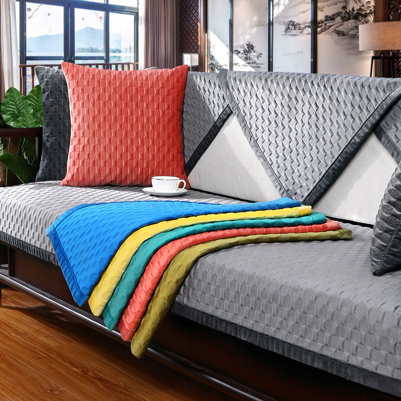 Light luxury sofa cushion four seasons universal new Chinese style solid wood non-slip winter plush cushion simple modern cover towel