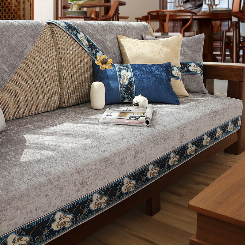 Solid wood sofa cushion four seasons universal simple modern new Chinese mahogany sofa towel non-slip cushion cover custom