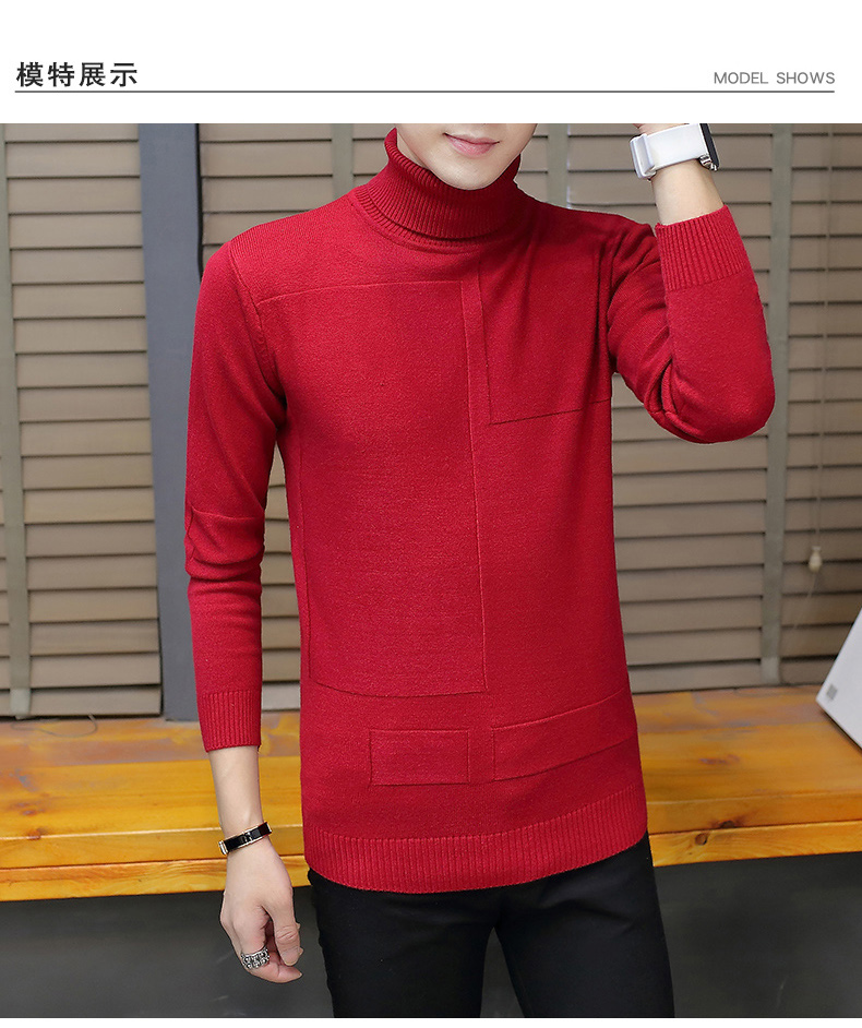 Áo len cổ cao nam mùa thu đông mới phiên bản Hàn Quốc của chàng thanh niên tự tu luyện xu hướng áo len nam đẹp trai đồ nam