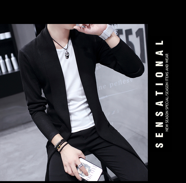 Mùa xuân và mùa thu thủy triều nam dài áo khoác nam áo khoác mỏng Phiên bản Hàn Quốc của áo choàng tóc stylist hộp đêm thanh niên quần áo nam áo khoác gió