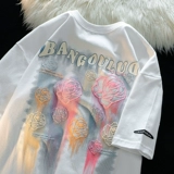 Трендовая футболка с коротким рукавом для влюбленных для отдыха, в американском стиле, в цветочек