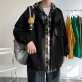 Демисезонная куртка, комплект, толстовка с капюшоном, трендовый плащ, большой размер