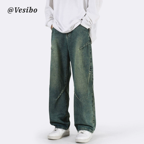 Черные джинсы, дизайнерские штаны, в американском стиле, свободный крой, тренд сезона