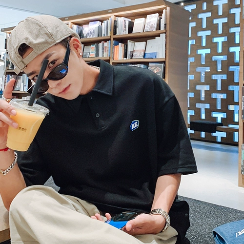 Летняя футболка polo для отдыха для влюбленных для школьников, в американском стиле, короткий рукав