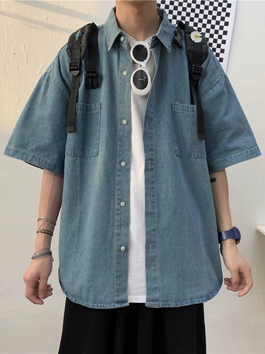 Ретро летняя рубашка, куртка для отдыха, короткий рукав, подходит для подростков, оверсайз