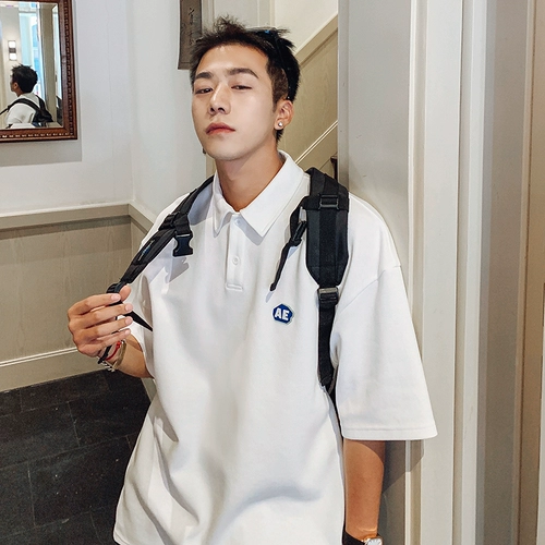 Летняя футболка polo для отдыха для влюбленных для школьников, в американском стиле, короткий рукав