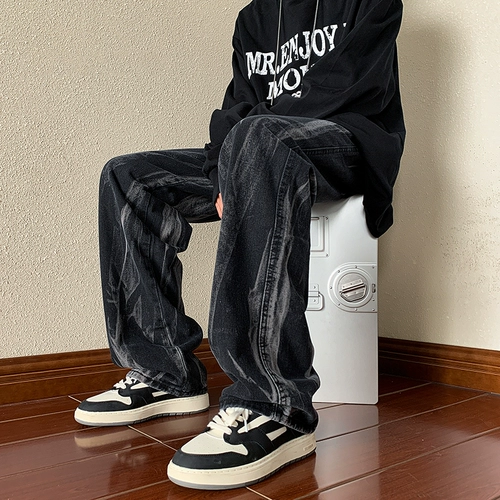 Летние дизайнерские джинсы, штаны, в американском стиле, тренд сезона, свободный прямой крой