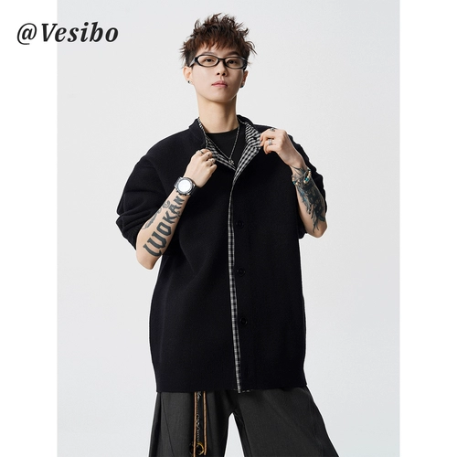 Трикотажный комплект, свитер, зимняя ретро рубашка, куртка для влюбленных, кардиган, в американском стиле