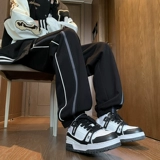 Спортивные зимние штаны, трендовые ретро повседневные брюки, в американском стиле