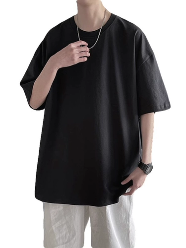 Летняя однотонная футболка с коротким рукавом для отдыха с круглым воротником, в корейском стиле, оверсайз