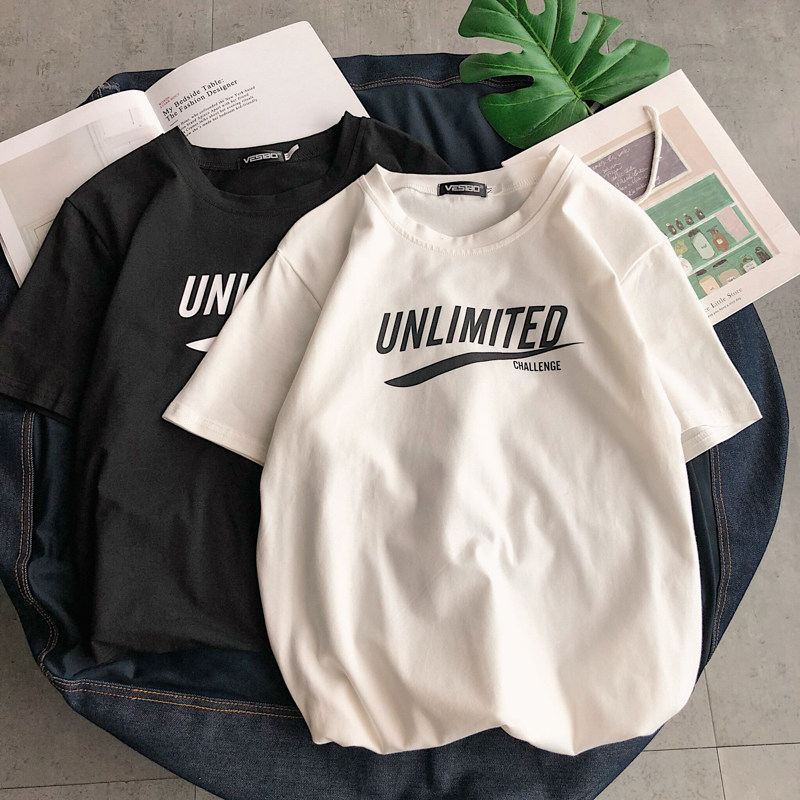 Short-sleeved men's t-shirt loose Korean version of the trend T-shirt half-sleeve men's simple wild couple cotton base shirt top