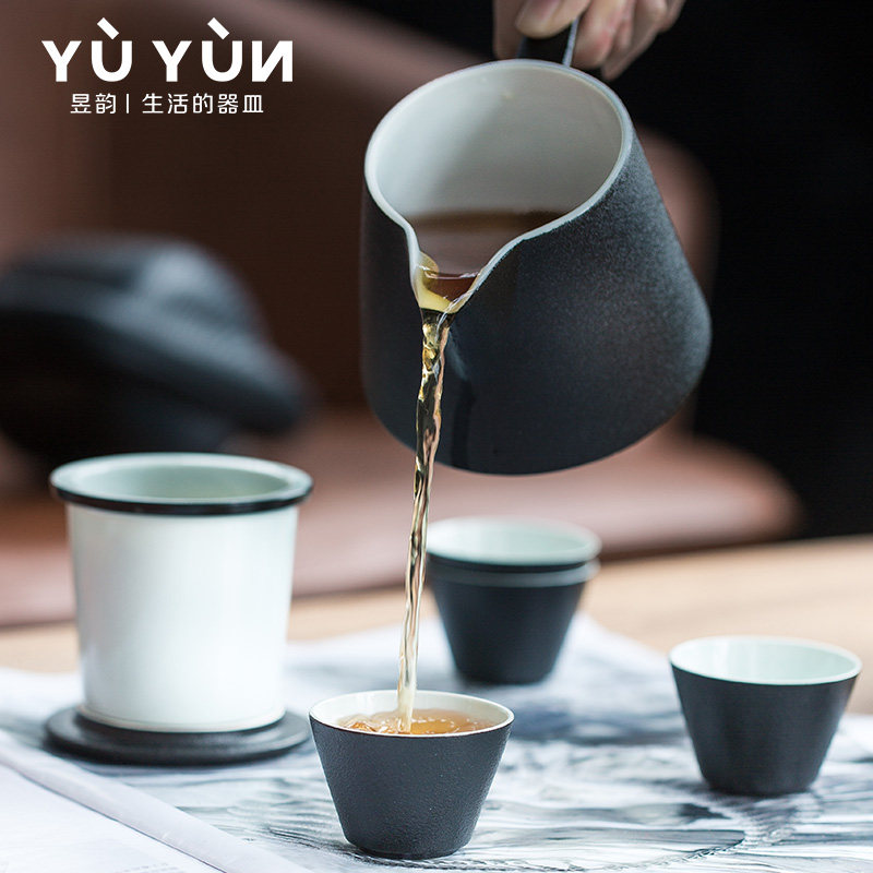 Yu Rhyme Travel Tea Set Group Kung Fu Bubble Teapot Day Style Quick guest Cup Easy one-pot Four-cup outdoor portable bag