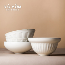 Yuyun Hua Mao bowl Handmade coarse pottery Rice Bowl Noodle Bowl ceramic tableware single small soup bowl salad bowl Japanese style