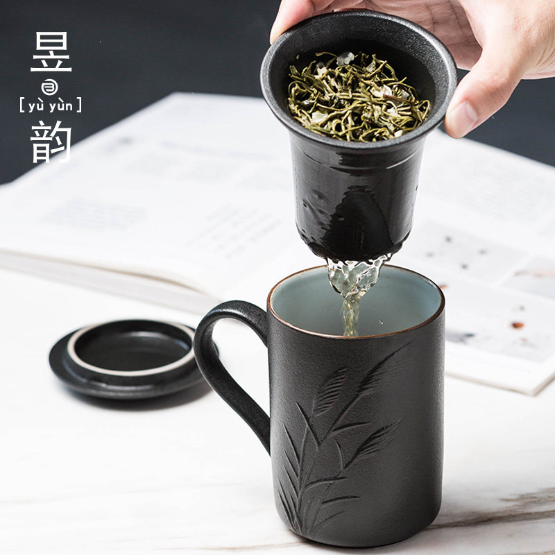 Large Capacity Tea Cup Tea Maker Cup Ceramic With Lid Filter Cup Office Personal Filter Tea Cup Tea Water Cup