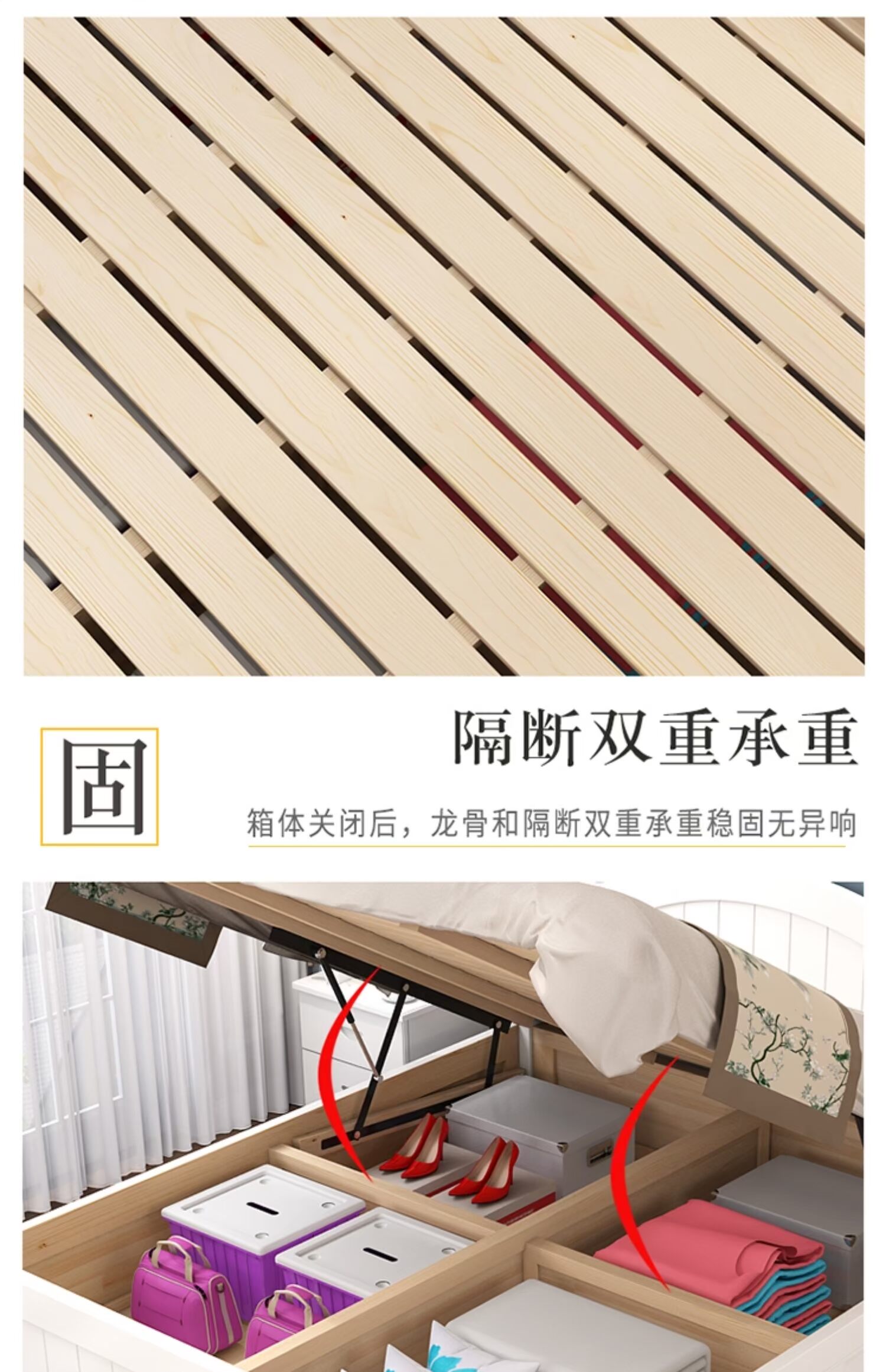 Gỗ giường đôi 1,8 m bể chứa cao Giường Continental 1,5 vườn Địa Trung Hải giường đơn chúa nhà ở áp lực - Giường giường ngủ đẹp hiện đại