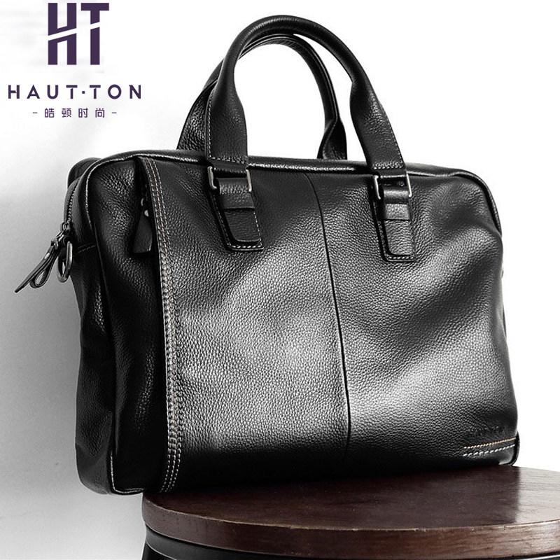 Ghorton Handbag Man Genuine Leather Large Capacity Cross Section Single Shoulder Inclined Satchel Bag Head Layer Cow Leather Briefcase Business Men's Bag-Taobao