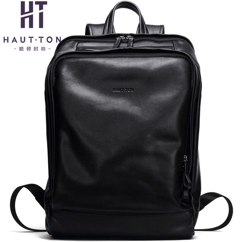 Harton's Leather Shoulder Bag Man Head Cowboy Backpack Business Middle-aged Men's Bookbag Travel Pack