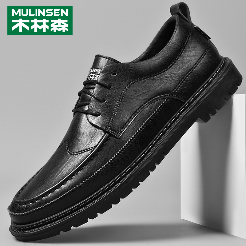 Wood Linson Genuine Leather Men's Leather Shoes Business Positive Clothing Ingléen Men Shoes Summer Soft Bottom Youth Work Casual Shoes