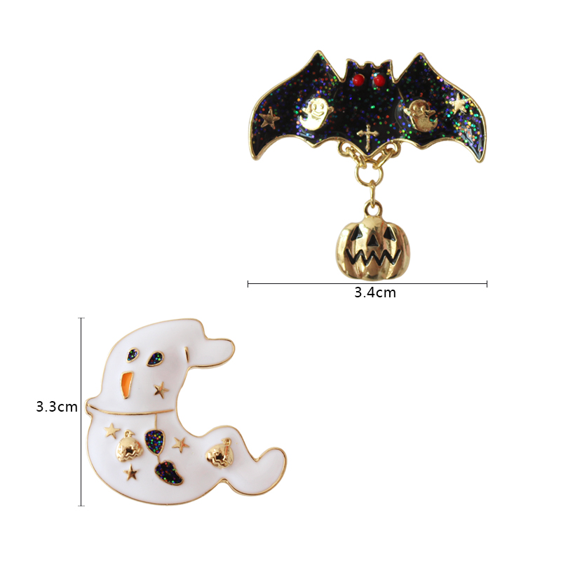 Thanh Đảo Eraser Trang sức Halloween Bộ sưu tập Mèo Ghost Geometry Moon Pumpkin Skull Bông tai Trâm - Trâm cài huy hiệu cài áo