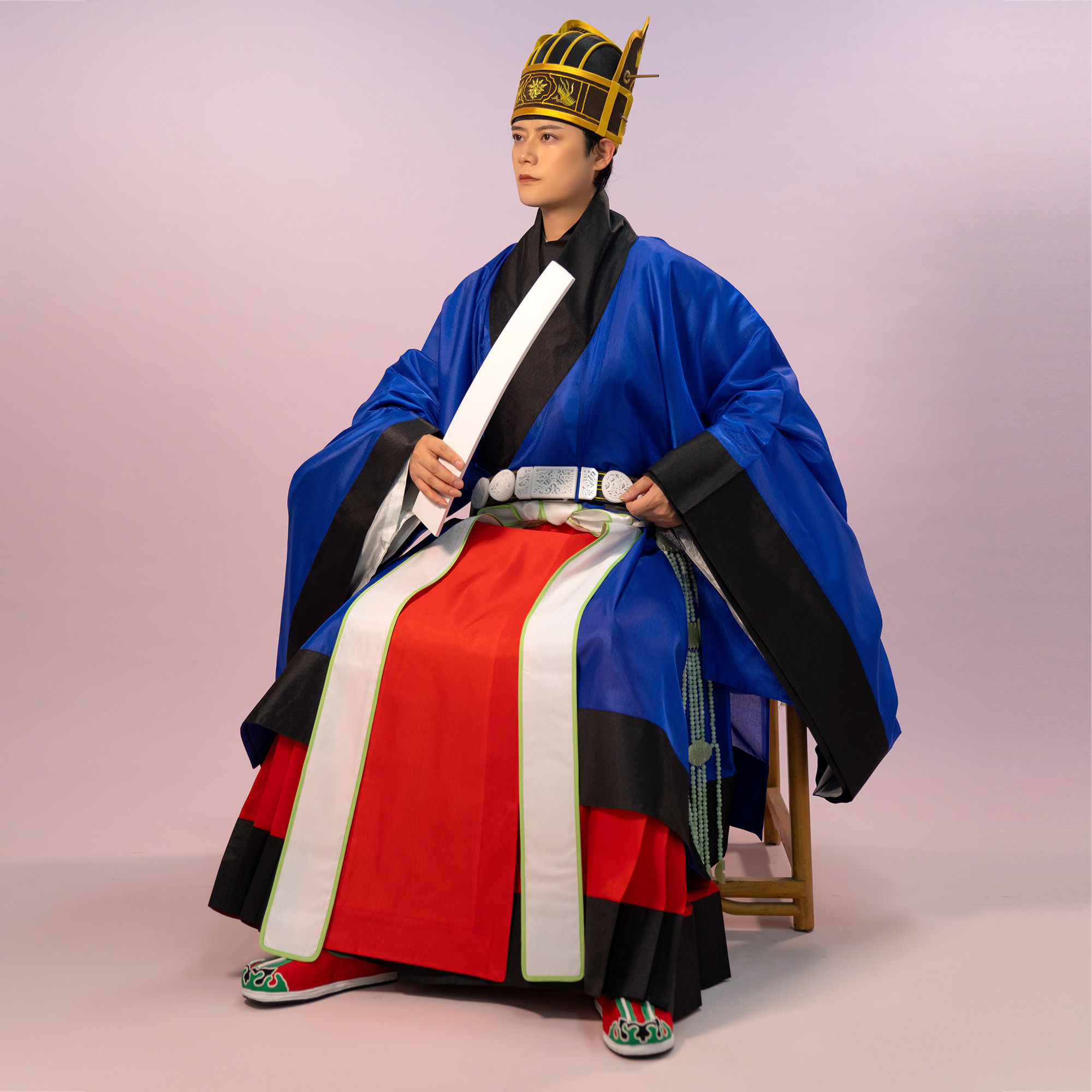 天漢交陽明代宮廷衣装、祭祀服、漢服、男性正装、薄地、明代コレクション、孔子邸模様模造
